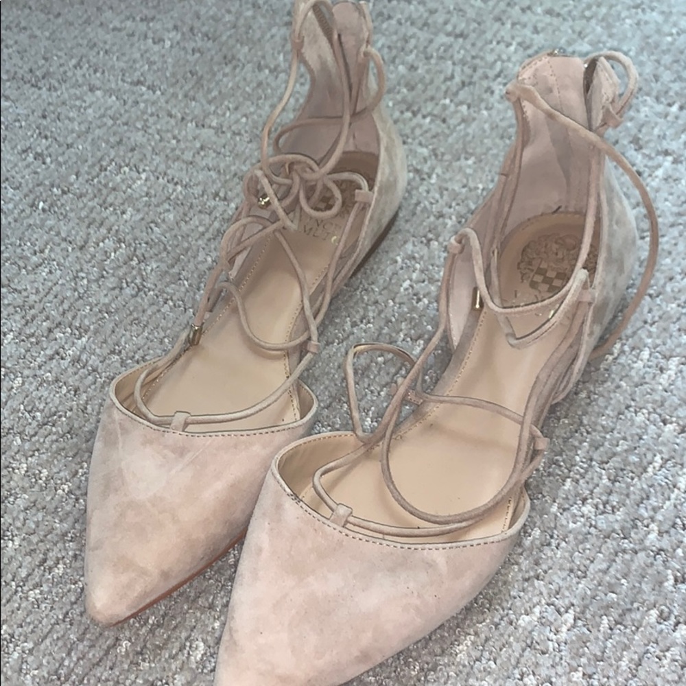 Tan Vince Camuto Lace up Flats